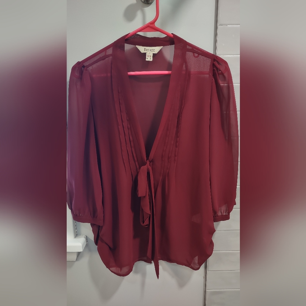 DECREE Tie Blouse Semi Sheer